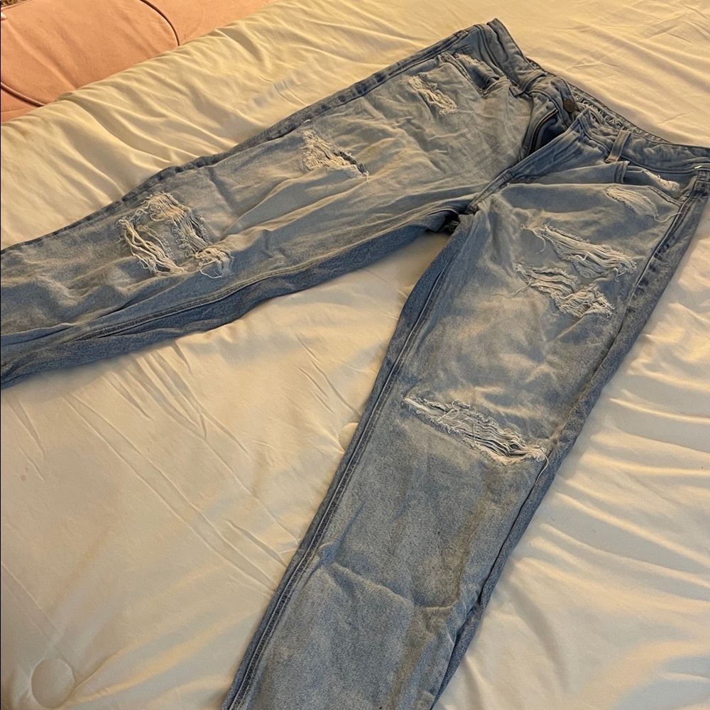 American Eagle Outfitters Women's Distressed Blue Boyfriend Jeans